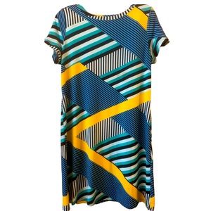CALVIN KLEIN Short Sleeve Vibrant Pattern Dress - Size Medium